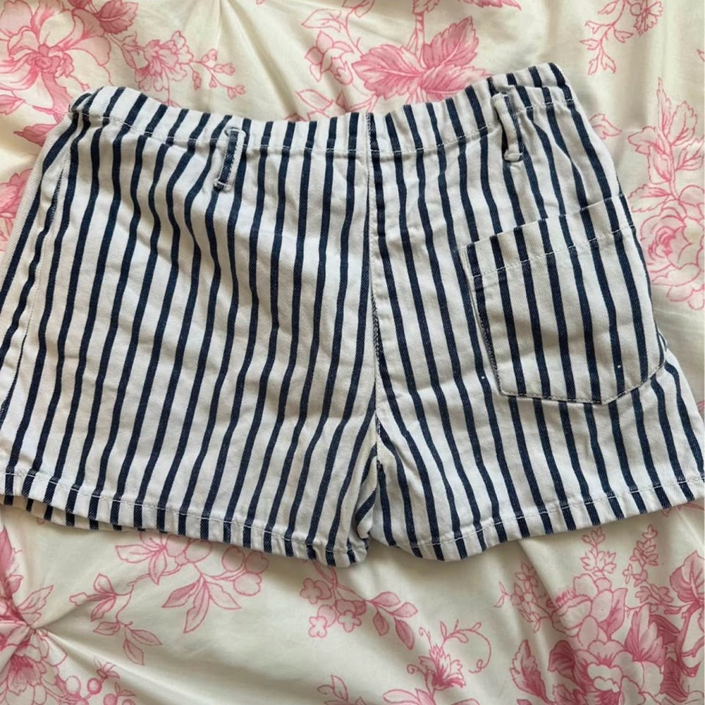 Zara Navy and White Striped Women's Shorts
